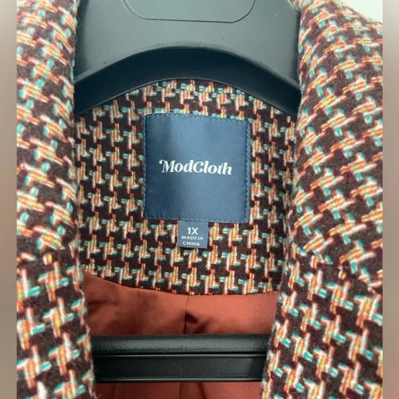 MODCLOTH Houndstooth Wool Jacket 1X - Picture 6 of 11
